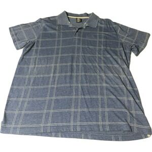 George Blue Checkered Polo Shirt Men's Size XL (46-48) Short Sleeve Collared